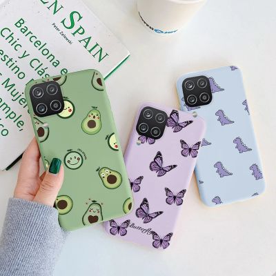 （cold noodles）   สำหรับ Samsung Galaxy A12 Case 6.5 Quot; กันกระแทกดอกไม้ปกหลังสำหรับ Samsung A 12 A 1 2ไดโนเสาร์ซิลิโคนอ่อนนุ่มโทรศัพท์ F Undas กันชน