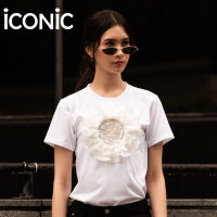 iCONiC SILVER TURBINE T-SHIRT #4621 เสื้อยืด ตกแต่ง ลายปัก กังหัน มงคล สีเงิน ตกแต่ง ระบาย ผ้าพลีท หรูหรา สวย เสื้อผ้าผู้หญิง เสื้อผู้หญิง