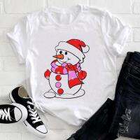 ผู้หญิง Merry Christmas Pretty Snowman Sweet 90S Holiday Top พิมพ์ Tshirt Tee การ์ตูนปีใหม่เสื้อยืดกราฟิก DW190