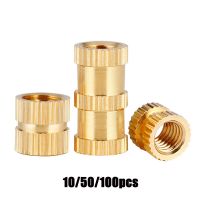 100/50/10pcs Insert Knurled Nuts Brass Hot Melt Inset Nuts Heating Molding Copper Thread Inserts Nut M2 M2.5 M3 M4 M5 M6 M10 Nails Screws Fasteners