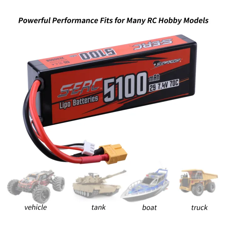 RC Toys Lipo Battery Sunpadow 2S 7.4V 5100mAh 70C 100C Remote Control Games Battery car wltoy