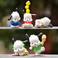 รูปอะนิเมะ Kawaii Sanrio Pochacco ตุ๊กตาญี่ปุ่นวัสดุตกแต่ง DIY ชุดมินิ 5 ชิ้น PVC ของขวัญน่ารักสำหรับเด็กผู้หญิงของเล่นเพื่อน-qeangshe