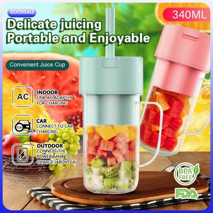 【Free Shipping】340ml 6 Blade Wireless Juicer Blender Juicer Portable ...