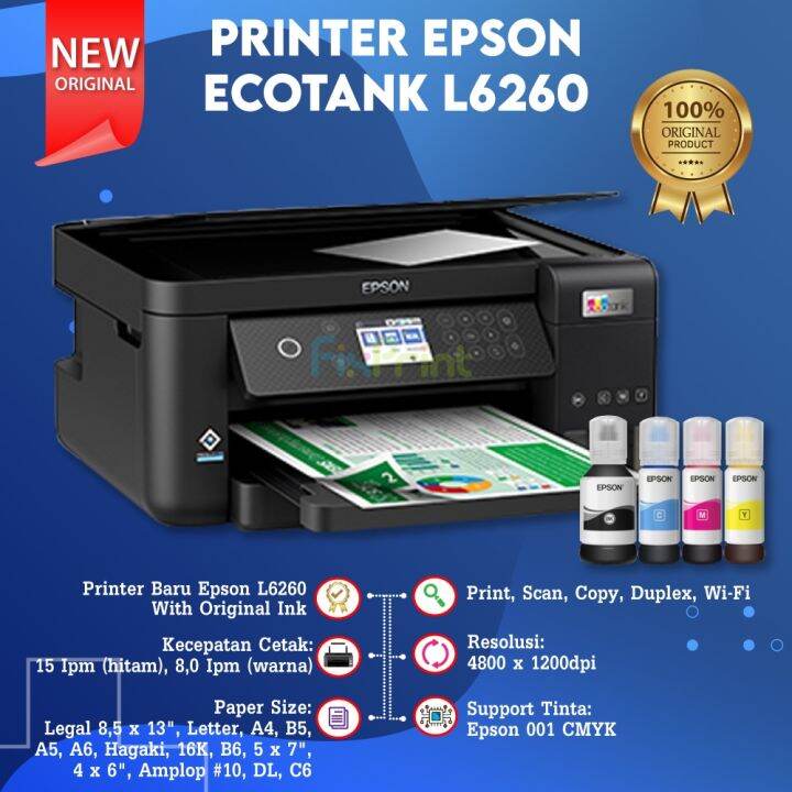 Printer Epson EcoTank L6260 A4 WiFi Duplex AllInOne Print,Scan, Copy