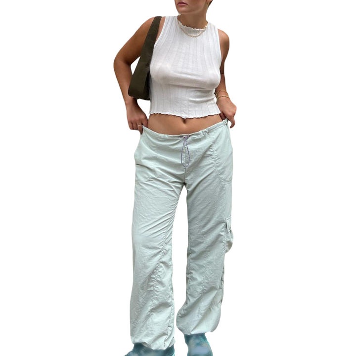 soul-dance-กางเกงคาร์โก้เอวสายกระเป๋าสีพื้นผู้หญิง-กางเกงคาร์โก้เอวกางเกงกโป่งพองกระเป๋าหลายกระเป๋ากางเกงจ็อกกิ้ง