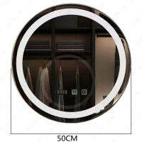 [COD] Touch Round With LED Light White Light Bathroom Mirror HD Makeup Beauty Mirror Wall-Mounted Explosion-Proof Mirror IPX4 Waterproof Stepless Dimming