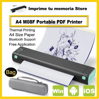 เครื่องพิมพ์ขนาดเล็กสำหรับ A4เครื่องพิมพ์เทอร์มอลพกพาได้การสนับสนุนในการพิมพ์ไฟล์ PDF ลายสัก M08F เครื่องพิมพ์ A4บลูทูธ