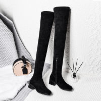 Women Over The Knee Boots Autumn Winter Warm Square Heels Shoes Woman square Toe Elegant Zipper High Boots