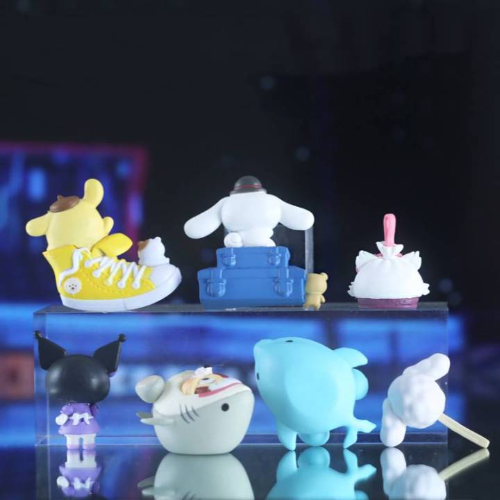 7pcs-sanrio-action-figure-gift-for-kids-kuromi-kitty-cinnamoroll-purin-chip-and-dale-model-dolls-toys-for-kids