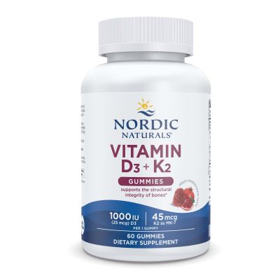 Nordic Naturals Vitamin D3+K2, Gummies, Pomegranate, 60 Piece