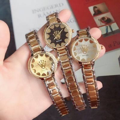 นาฬิกาข้อมือสตรีแบรนด์หรูสุภาพสตรีนาฬิกาควอตซ์คุณภาพสูงสแตนเลสสายเหล็กนาฬิกาข้อมือลำลองแฟชั่น