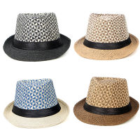 tr1 Shop Mens British Jazz Hat Summer Straw Hat Mens Sun Hat Beach Hat