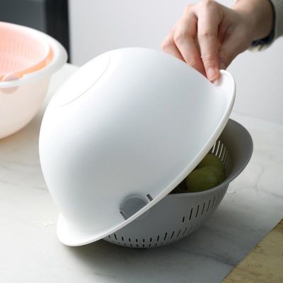 【CC】 Dish Drainer Colanders Bowl Rice Filter Basket Fruit Bowls Double-layer Plastic Drain