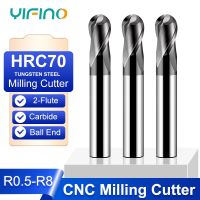 YIFINO HRC70 2-ขลุ่ยทังสเตนเหล็กโลหะผสมแข็งลูกตัดมิลลิ่งสแตนเลสพิเศษ CNC เครื่องตัดเครื่องจักรกล