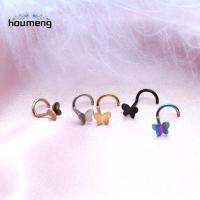 HOUMENG Helix ผีเสื้อหลากสีห่วงใส่จมูกโลหะพังก์ความคิดริเริ่ม Giwang Hidung สุภาพสตรี