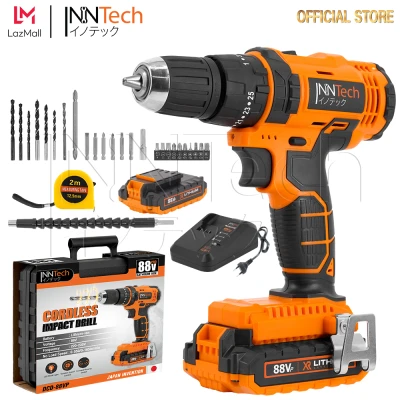 InnTech สว่านไร้สาย สว่าน 3 ระบบ 88V มีระบบกระแทก แบตเตอรี่ Li-ion พร้อมแท่นชาร์จขนาดใหญ่ และ อุปกรณ์ เครื่องมือช่าง ดอกสว่าน ครบชุดรวม 30 ชิ้น Cordless Impact Drill รุ่น DCD-88VP InnTech สว่านไร้สาย สว่าน 3 ระบบ 88V มีระบบกระแทก แบตเตอรี่ Li-ion พร้อมแท่นชาร์จขนาดใหญ่ และ อุปกรณ์ เครื่องมือช่าง ดอกสว่าน ครบชุดรวม 30 ชิ้น Cordless Impact Drill รุ่น DCD-88VP