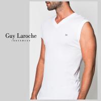 GUY LAROCHE  เสื้อยืดชาย (คอวีแขนกุดสีขาว) BODY FIT (JVS2423R8WH)