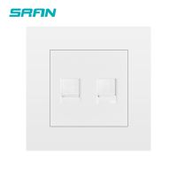 【Bestseller】 SRAN RJ11ติดผนังและช่องเสียบ RJ45แผงพีซีสีขาวดำเงินสีเทา86มม. * 86มม. โทรศัพท์และอินเตอร์อินเทอร์เน็ต