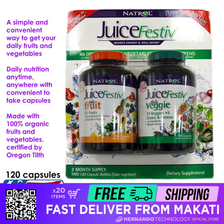 Natrol Juice Festiv Daily Fruit & Veggie Dietary Supplements 120