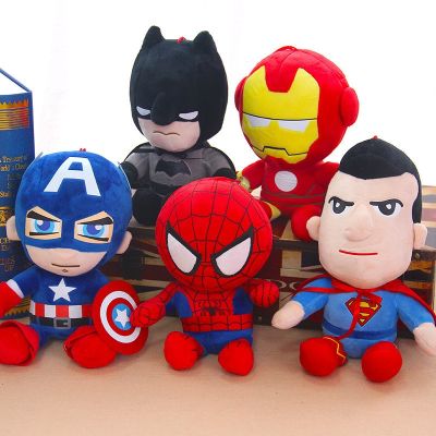 ตุ๊กตาสไปเดอร์แมนตุ๊กตาจากแอนิเมชันดิสนีย์ชุดเดรสผ้านิ่มลาย Marvel Avengers กัปตันฮีโร่อเมริกาไอรอนแมนของขวัญวันคริสต์มาส