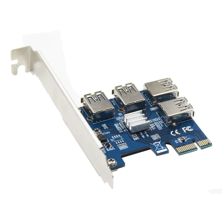 PCIE 1 to 4 Adapter Riser Card, 4 in 1 PCIE Riser Adapter Board USB 3.