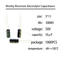1000ชิ้นล็อตความถี่สูงความต้านทานต่ำ10ยูเอฟ50โวลต์5*11อลูมิเนียมตัวเก็บประจุด้วยไฟฟ้า