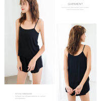 สลิงฟองน้ำรองหน้าอก สลิงฟองน้ำรองหน้าอก Modal Tank Shorts Set 2 ชิ้น ชุดนอนพลัสไซส์หลวม（H9043）