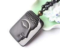 ZZOOI obsidian Vintage Necklace Black Jade Pendant Buddha Head Pendant For women&amp;men Jewelry Jade Jewelry