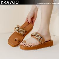 Hot sell KRAVOO Platform Wedges Women Shoes Thong Slippers for Women Chain Sandals Y2K Ladies Slipper Outdoor Beach Slides Summer 2023