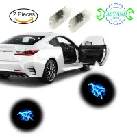 EASYAND 2Pcs LED Car Door LightสำหรับToyotaสีฟ้าโลโก้ม้าหลอดไฟภายในอาคารติดตั้งยินดีต้อนรับอุปกรณ์ตกแต่งรถของแท้