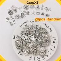 CHONGXI 20pcs Random ต่างหู คริสต์มาส แมงมุม โลหะ ฟักทอง เครื่องรางฮาโลวีน กะโหลกศีรษะ โครงกระดูก จี้