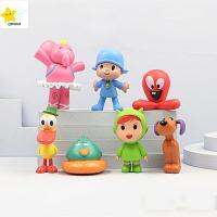 QBHDIA 7pcs/set นกสำหรับนก ตุ๊กตาพีวีซีของเล่น pocoyo โมเดลของเล่นจำลอง เป็ดและเป็ด เครื่องประดับโต๊ะ pocoyo การ์ตูนลายการ์ตูน ช้างสีฟ้า รูปการกระทำอะนิเมะ pocoyo ของเล่นเด็กเล่น