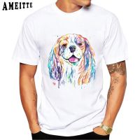 Ameitte New Summer Fashion Men Short Sleeve Cavalier King Charles Spaniel Colorful Print T Shirt Funny Boy Tops Man Casual Tees XS-6XL