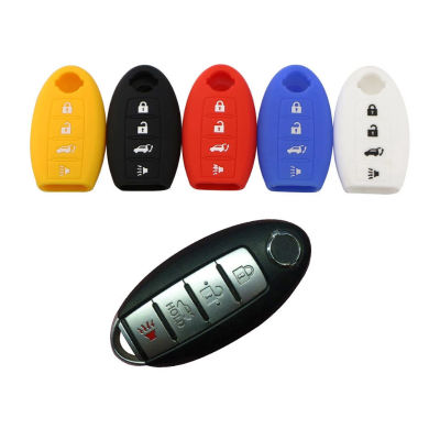 【CW】Silica Gel Car 4 Button Key Case Cover Holder for Nissan Qashqai Juke X-Trail Note Almera Altima Serena Remote Key Protector