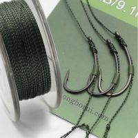 50m Camouflage Green Carp Fishing Line Soft Hook Link Carp Hooklink Uncoated Braid Line Leader for Hair Rig 25 15LB Rigging Line Fishing Lines