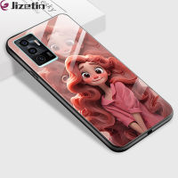 Jizetin เคสใส่โทรศัพท์แก้วสำหรับ V23 Vivo 5G V23E Vivo V23E 5G กันกระแทก3D ยิ้มชุดเจ้าหญิงฝาครอบที่อยู่อาศัยกระจกเทมเปอร์