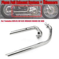 Motorcycle Muffler Pipe Drag Pipes Slash Cut Full Exhaust System Silencers For Yamaha XV535 XV 535 VIRAGO XV400 XV 400