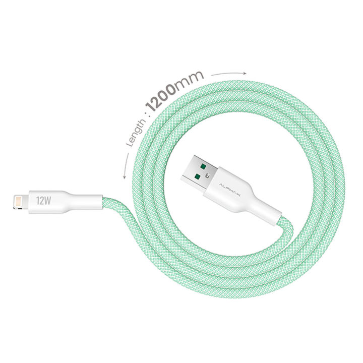 Cable Lightning 2.4A (Green,ALUSB-2L)