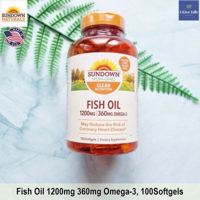 Fish Oil น้ำมันปลา 1200 mg 100 Softgels - Sundown Naturals นำเข้าจากอเมริกา