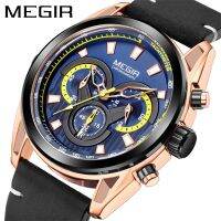 ใหม่ Meigel Men S Watch Trend Blue Timing Leather Movement Shi Ying Men S Watch 2135