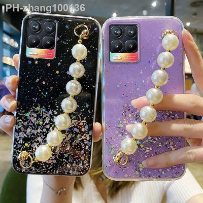 Luxury Starry Pearl Bracelet Phone Case For OPPO Realme C21 8 8i 6 7i 7Pro C11 C12 C15 C17 C20 C21Y C25 F11 F17 F19 Wrist Cover