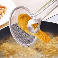 New Multi-functional Filter Spoon With Clip Food Kitchen Oil-Frying BBQ Filter Stainless Steel Clamp Strainer Kitchen Tools