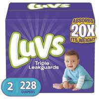 Luvs : LUVS2-228* ผ้าอ้อมสำเร็จรูป Ultra Leakguards Disposable Baby Diapers Size 2, 228 Count