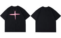 GONTHWID Oversized Hip Hop Tees Shirts Tie Dye Cross Print Chain T-Shirt Harajuku Streetwear Cotton Loose Fashion Tshirts Tops