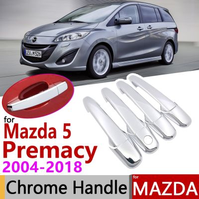 สำหรับ Mazda 5 Premacy 2004 ~ 2018ที่จับประตูชุบโครเมียมปลอกสติ๊กเกอร์ตกแต่งรถยนต์ชุด4ประตู2005 2008 2011 2014 2015 2017