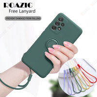 ROAZIC ที่ยึดสายคล้องแบบมีเคสโทรศัพท์4G 5G,ที่ยึดแหวนปลอกซิลิโคนของเหลวแบบนิ่ม A52 A72สำหรับ Samsung Galaxy