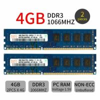 Hynix 8GB (2ชิ้น4GB) PC3-8500U DDR3 1066MHZ หน่วยความจำคอมพิวเตอร์เดสก์ท็อปแรม Intel