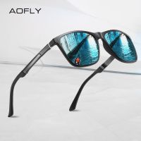 AOFLY BRAND Polarized Mens Sunglasses Aluminum magnesium Temple Anti-Glare Mirror Lens Driving Square Sun glasses Male UV400 Cycling Sunglasses