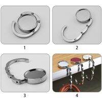 +【； 2Pcs Portable Folding Round Crystal Alloy Purse Bag Handbag Holder Hook Desk Table Hanger Accessories For Office School Supplice