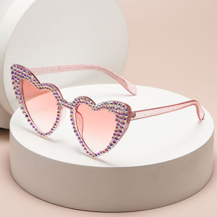 hot-sales-แว่นตากันแดดประดับเพชรรูปหัวใจรูปหัวใจรูปแมวน่ารักแบบยุโรปและอเมริกา
